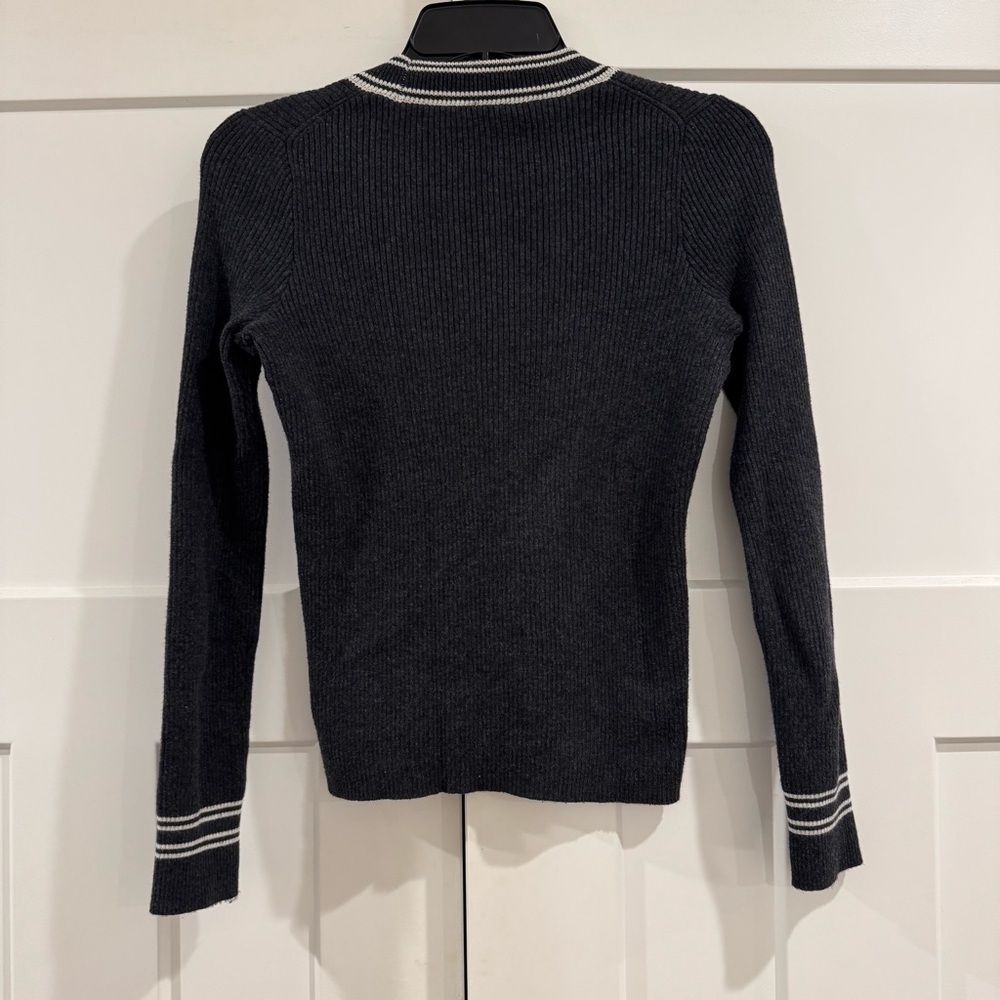 Faherty Mikki Cardigan Sweater, Black Cinder Sideline Stripe, Size Medium - Picture 4 of 13